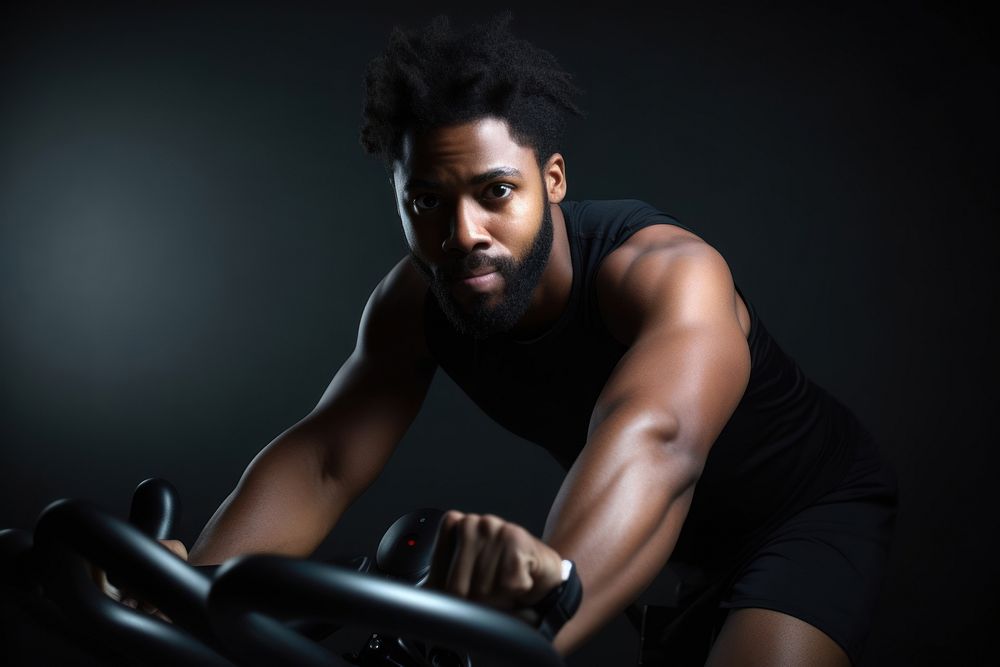 African American man exercising portrait sports.