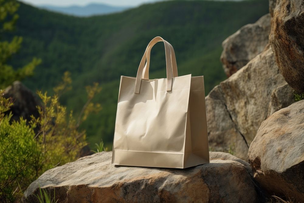 Shopping bag mountain handbag land.