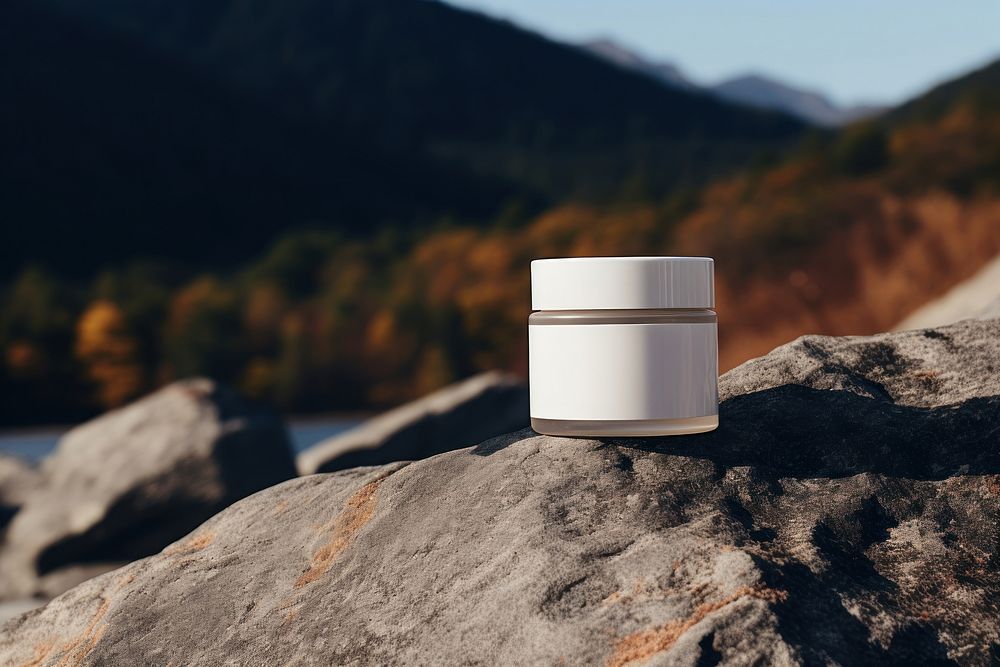 Cosmetic Brand package  landscape mountain tranquility.