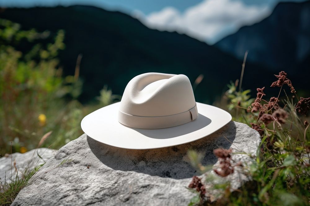 Hat Campping  landscape mountain white.
