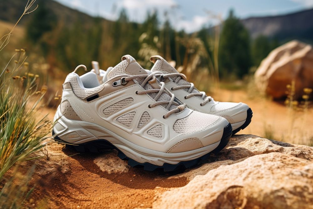 Hiking shoes  footwear mountain white.