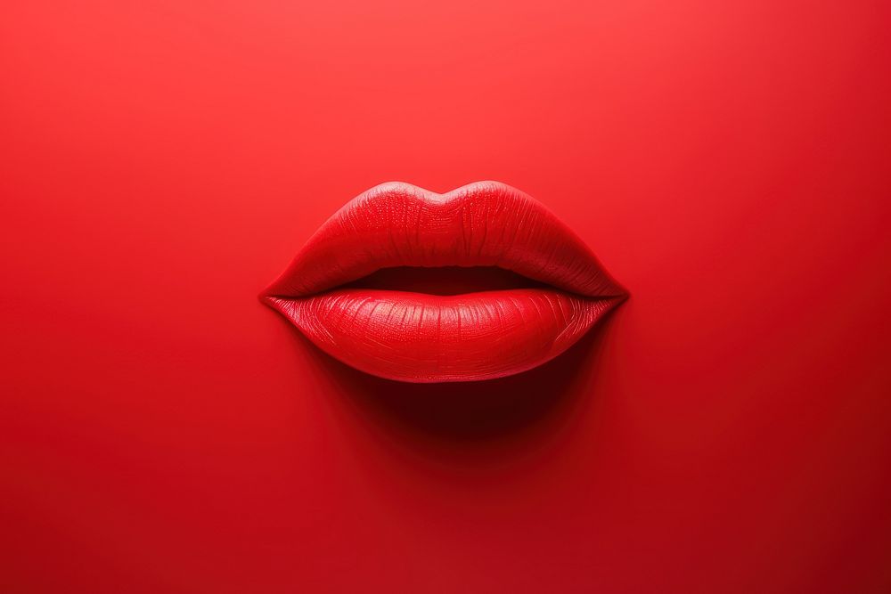Lips with beard lipstick red cosmetics.