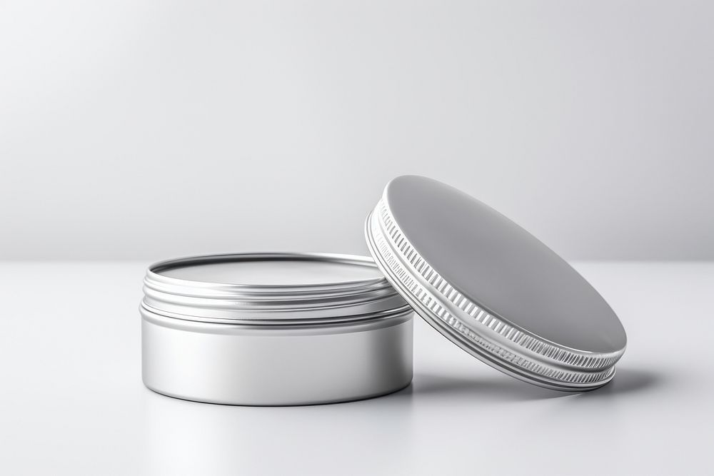 Paper liner  silver container cosmetics.
