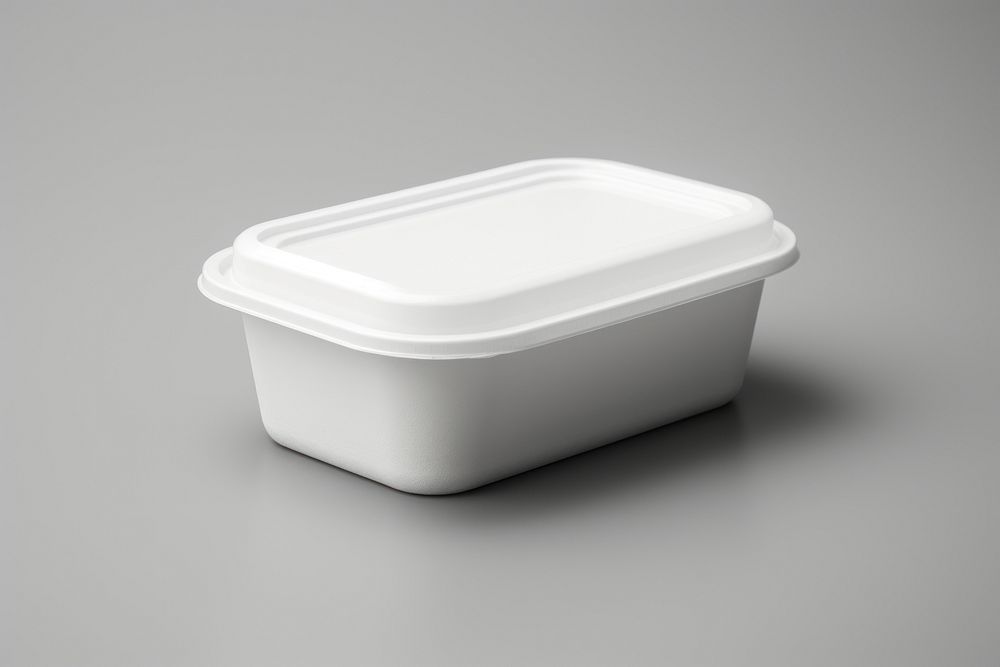 Food container  white gray gray background.