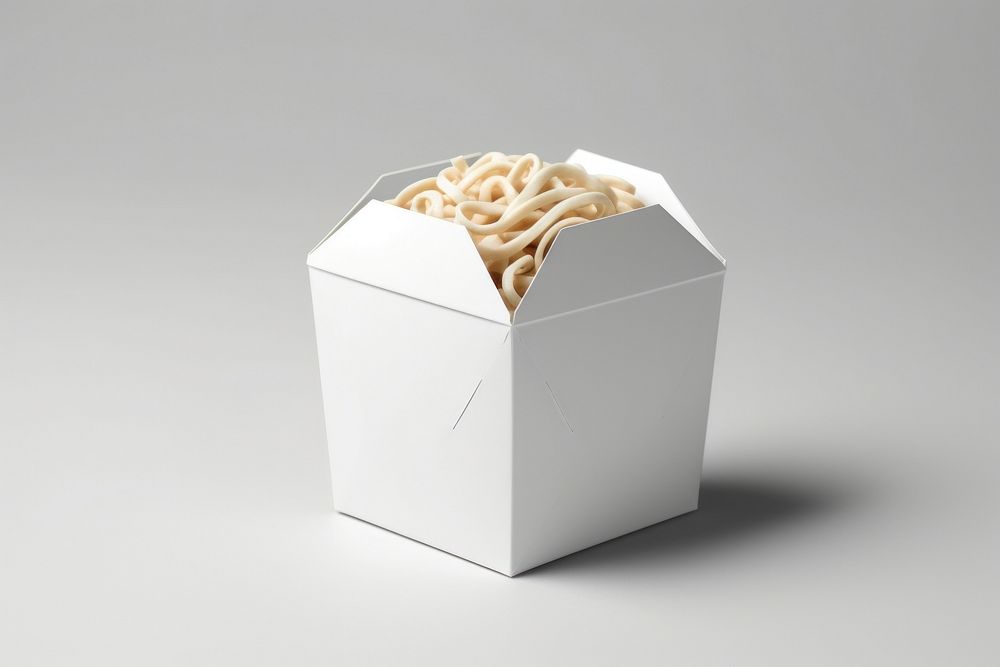 Noodle box  food gray gray background.
