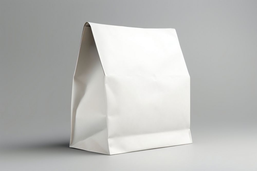 Snack paper bag  white gray gray background.
