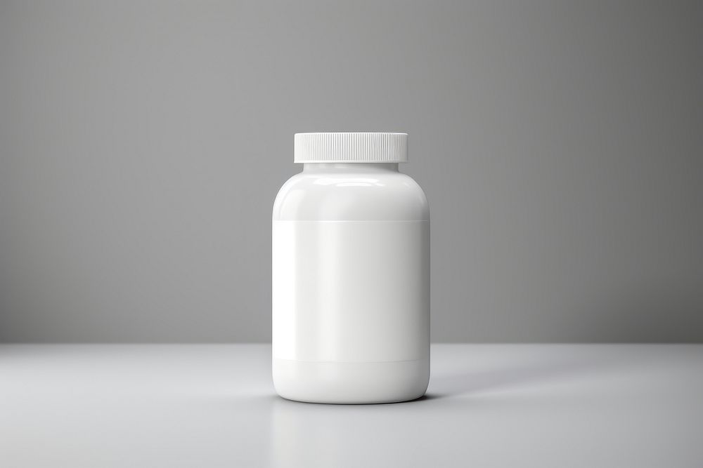 Supplement bottle  white milk jar.