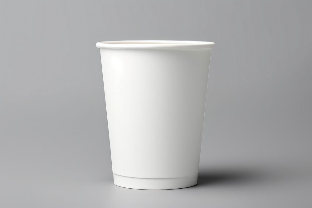 Plastic cup  white gray gray background.