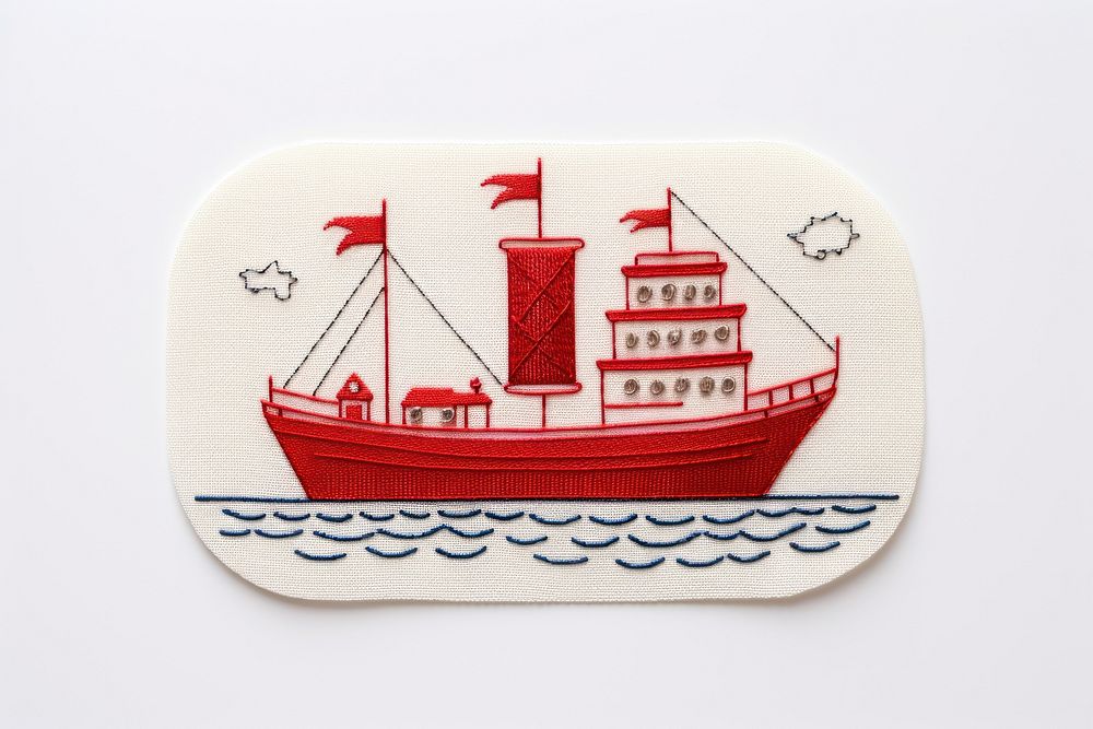The boat in embroidery style watercraft rectangle football.