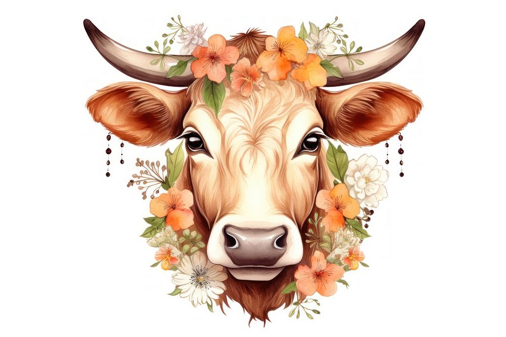 The cow in embroidery style livestock cattle mammal.
