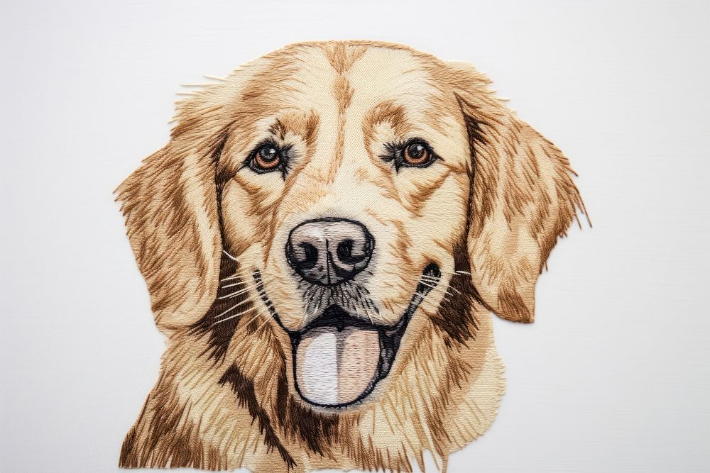 Dog in embroidery style drawing mammal animal.
