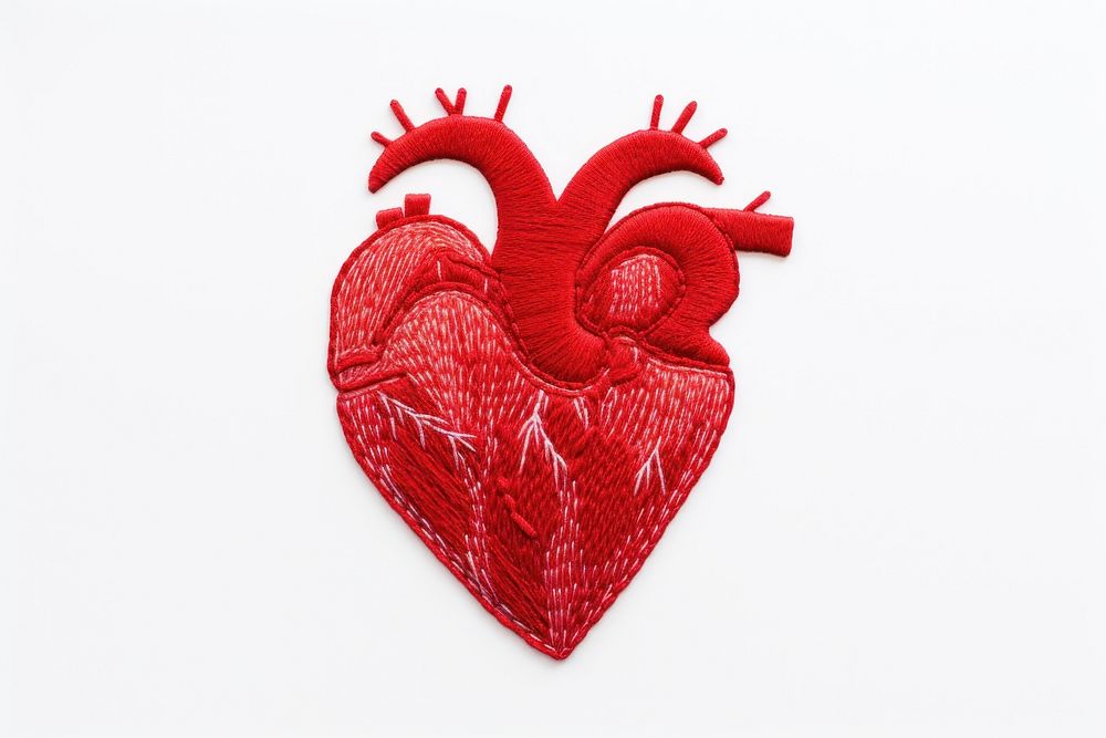 Heart in embroidery style textile representation antioxidant.