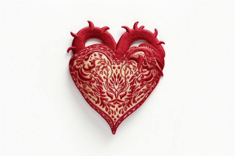 Heart in embroidery style celebration creativity pattern.