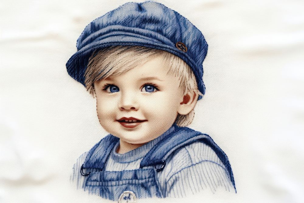 The kid in embroidery style portrait photo baby.