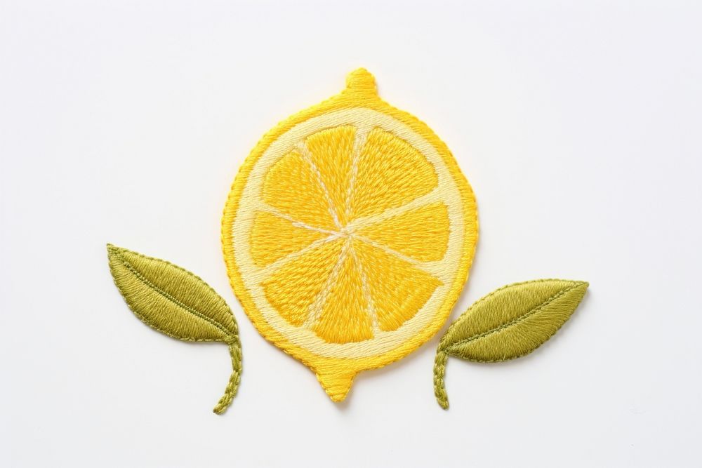 The lemon in embroidery style textile pattern fruit.