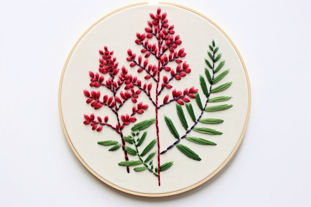 The plant in embroidery style needlework pattern textile.