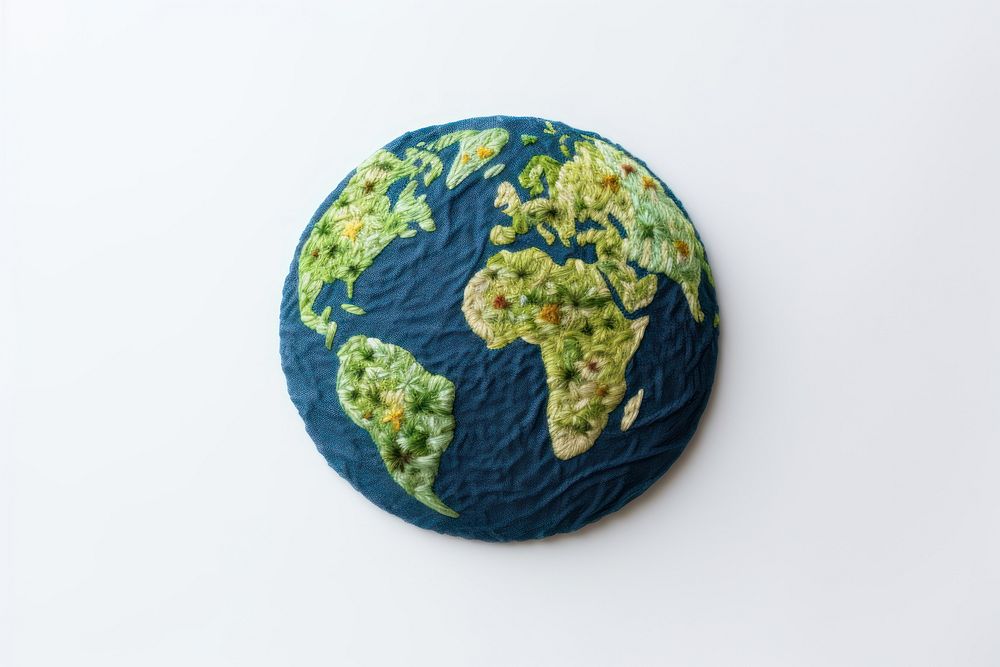 The planet in embroidery style globe earth space.