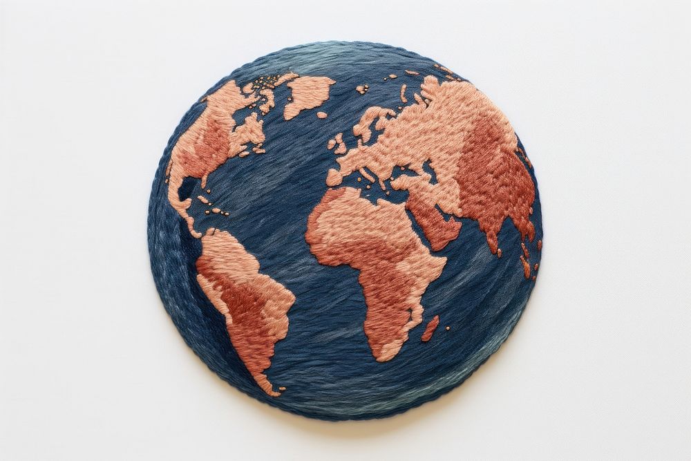 The planet in embroidery style globe space topography.