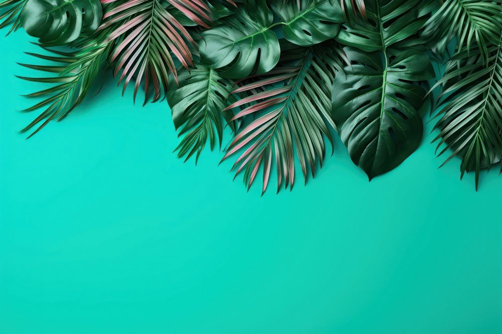 Tropical leaves border backgrounds outdoors tropics.