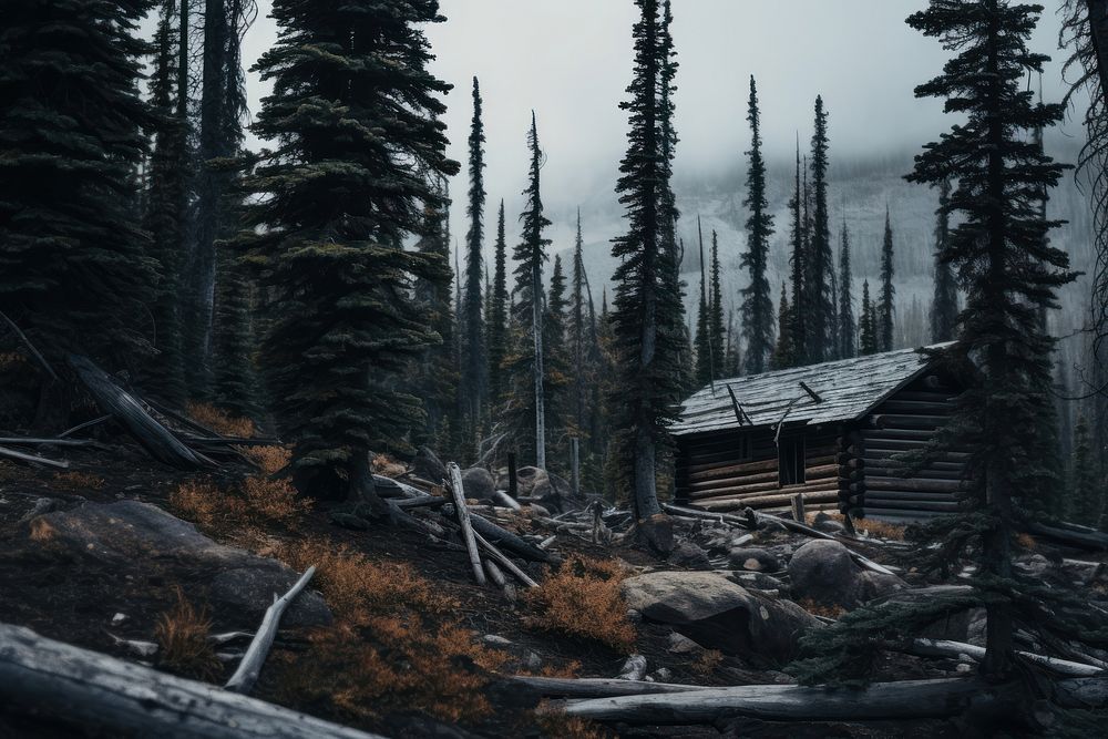 Wooden cabin house architecture mountain outdoors. AI generated Image by rawpixel.