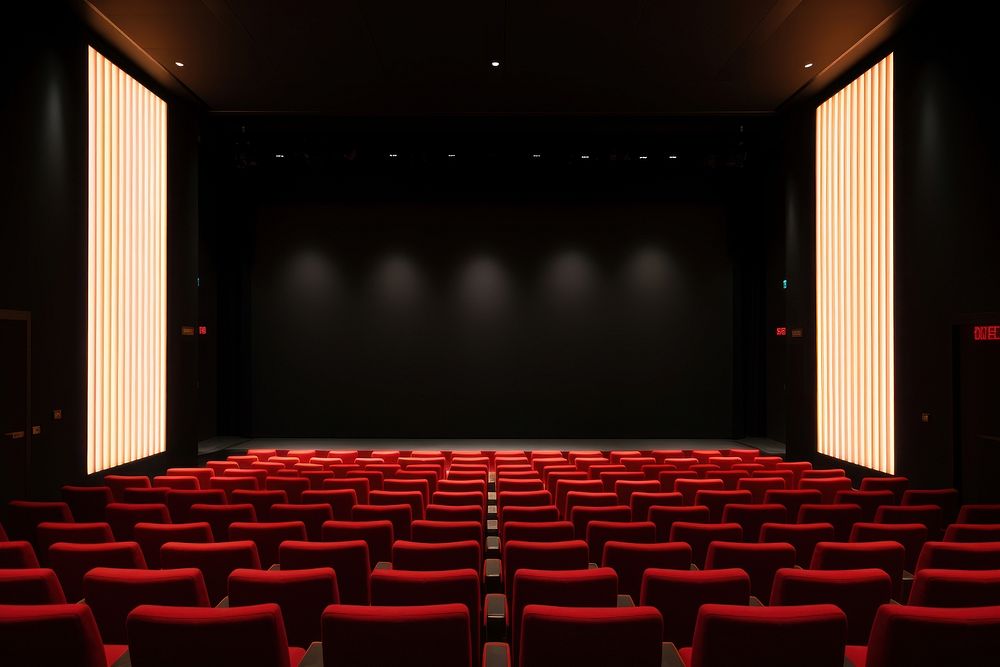 Red seats auditorium theater stage. AI generated Image by rawpixel.