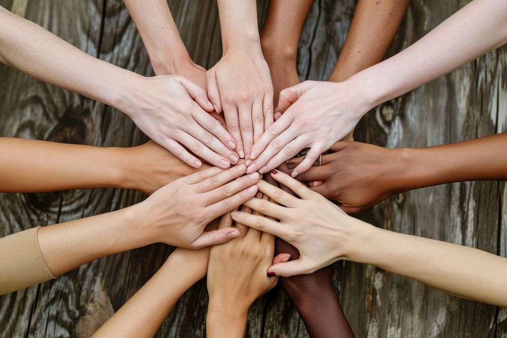 Group of hands together adult unity togetherness.