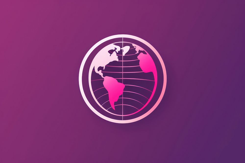 Globe logo purple space technology.