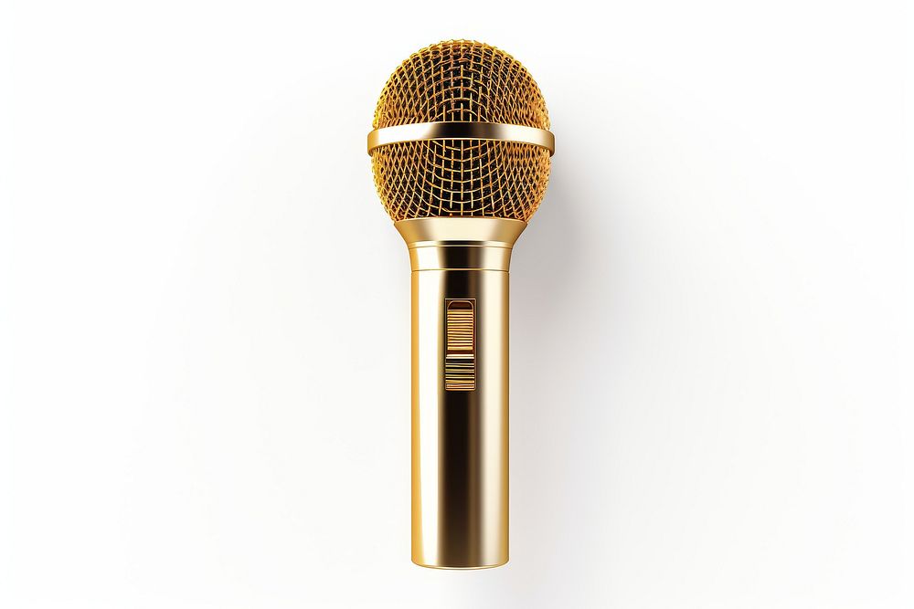 Microphone gold white background performance.