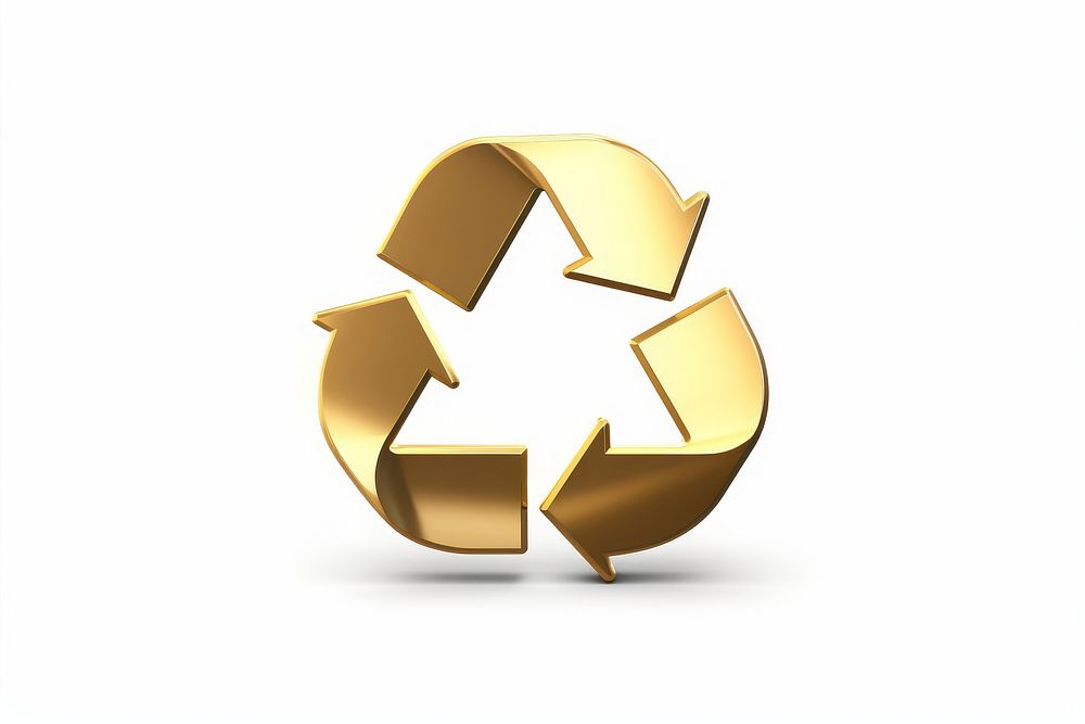 A flat recycle icon gold white background recycling.