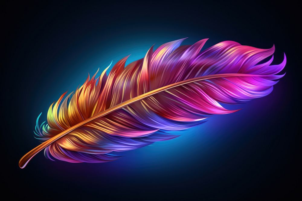 3D render of a neon feather icon pattern lightweight accessories.