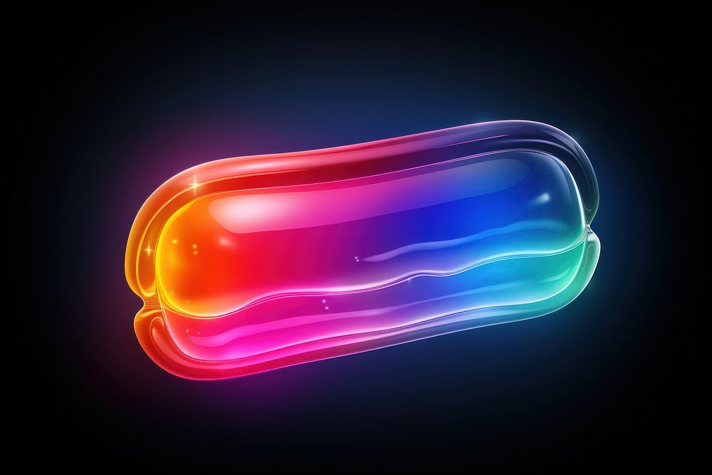 3D render of a neon speech bubble icon light illuminated electronics.
