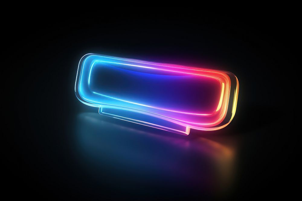 3D render of a neon speech bubble icon light illuminated technology.
