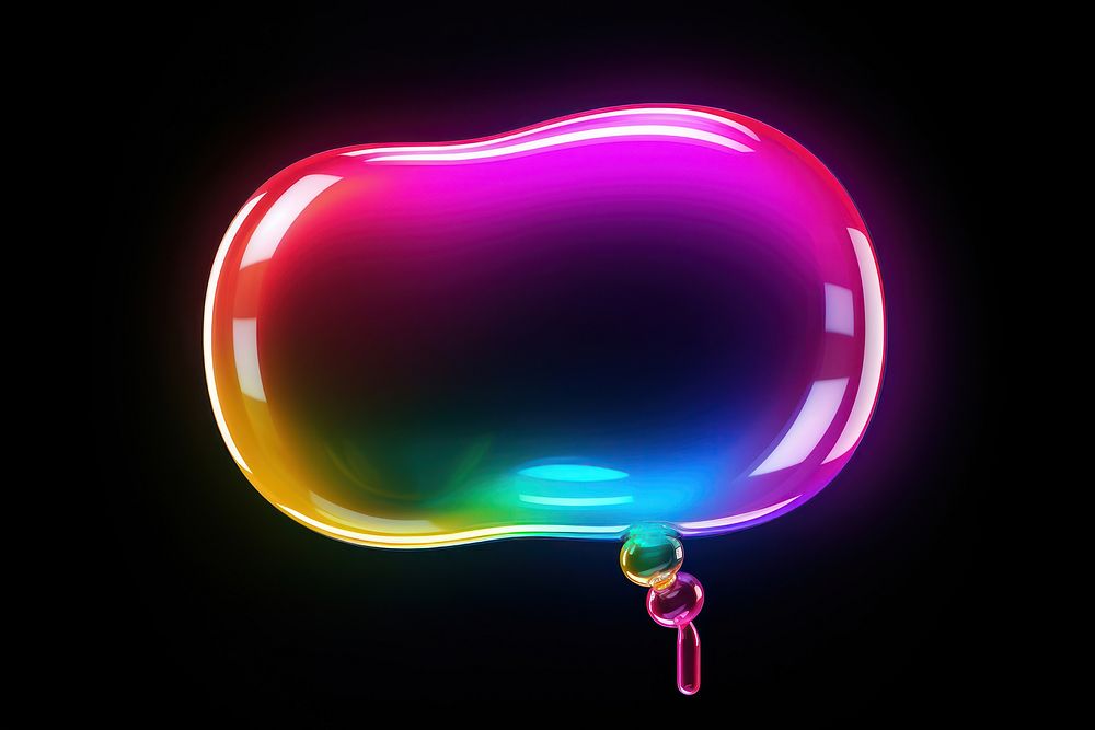3D render of a neon speech bubble icon light illuminated astronomy.