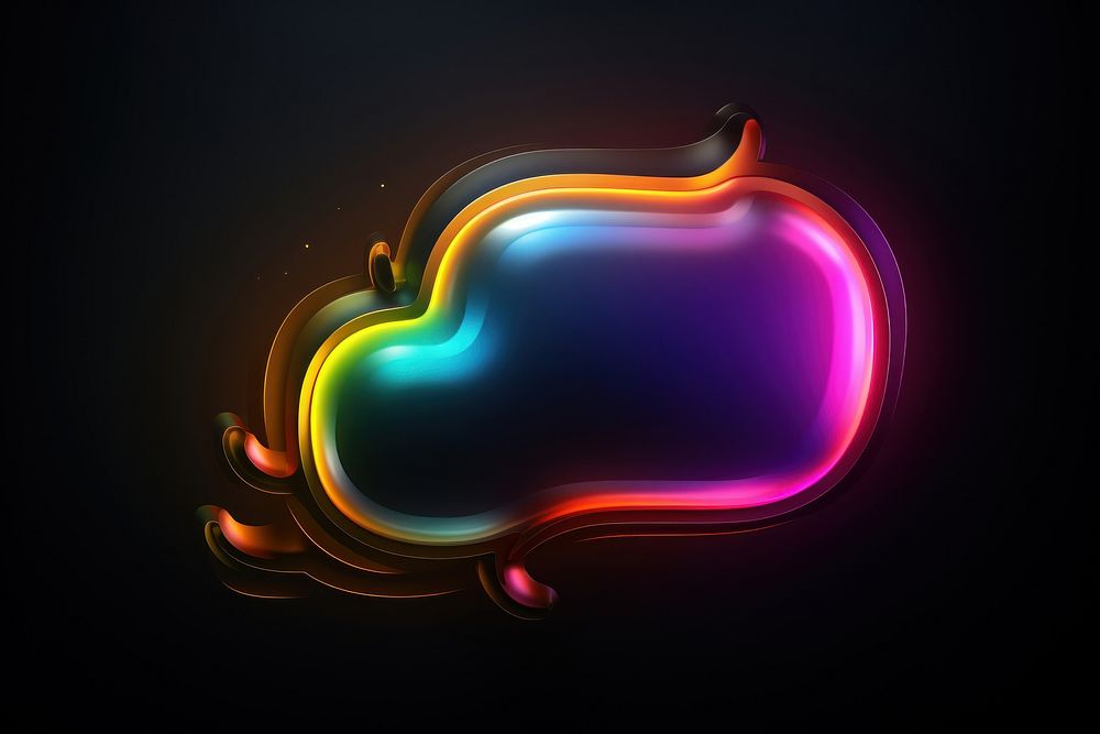 3D render of a neon speech bubble icon pattern light illuminated.