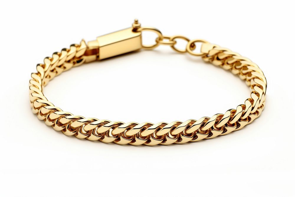 A shiny metal chain blacelet gold bracelet jewelry.
