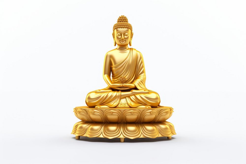 Buddhist gold white background representation.