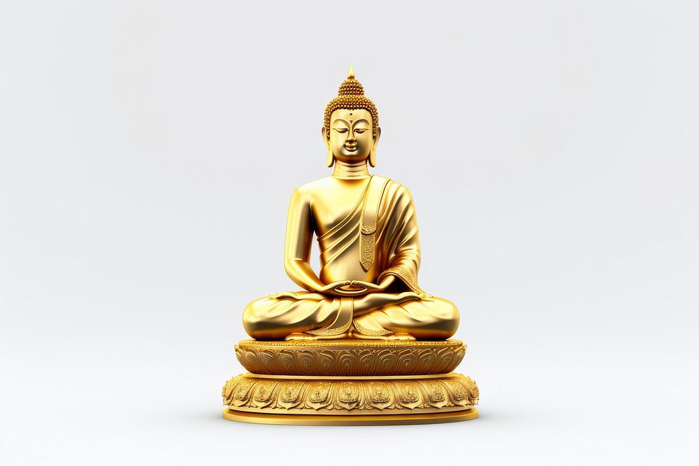 Buddhist gold white background representation.