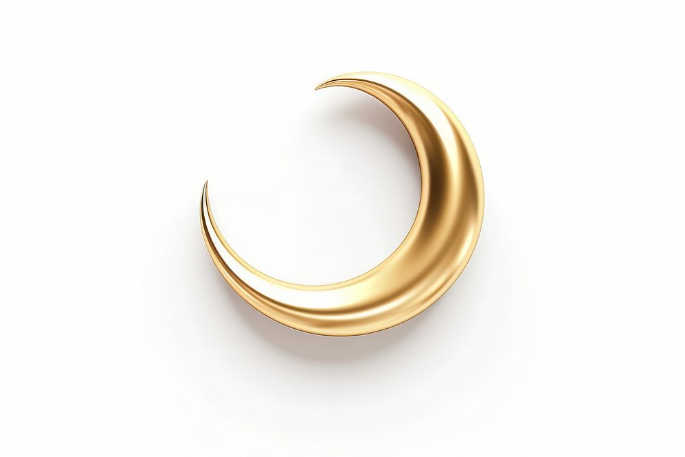 Crescent moon jewelry gold white background.