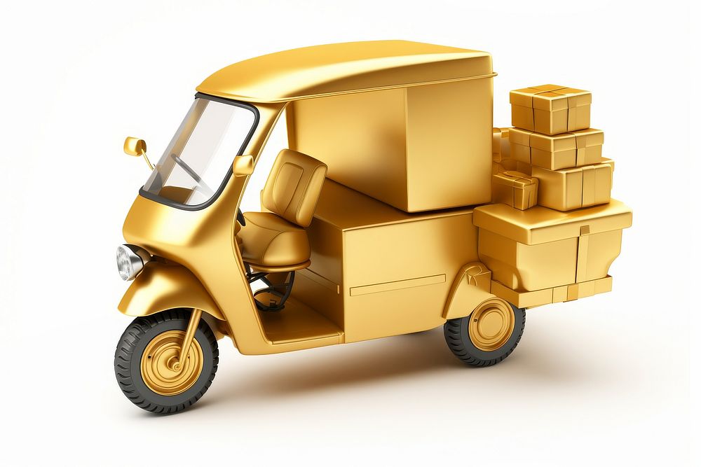 Delivery vehicle gold car.