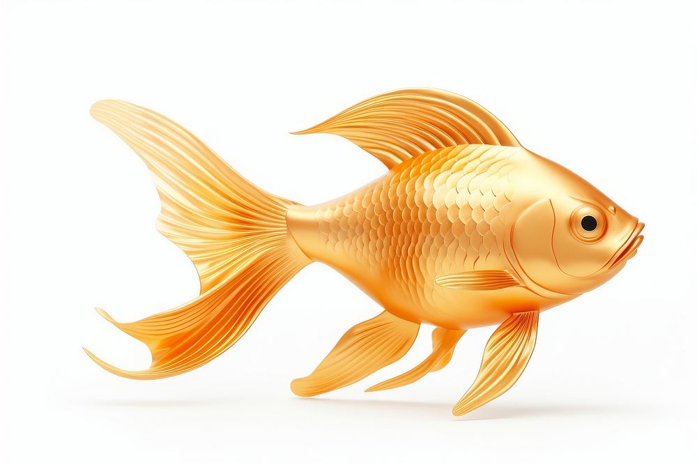 Gold fish goldfish animal white background.