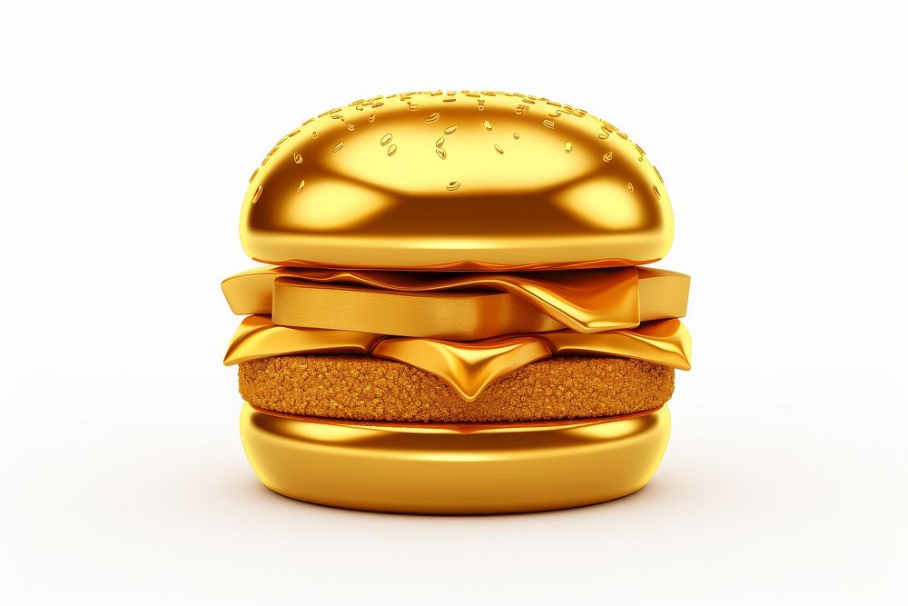 Hamburger icon gold food white background.