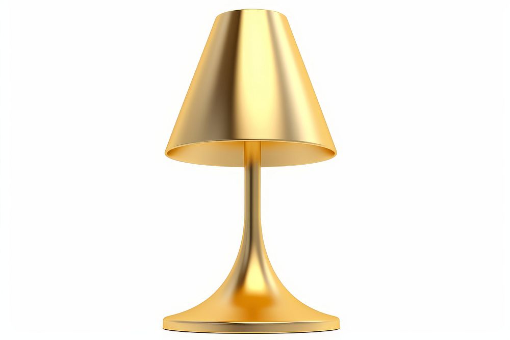 Lamp lampshade gold white background.