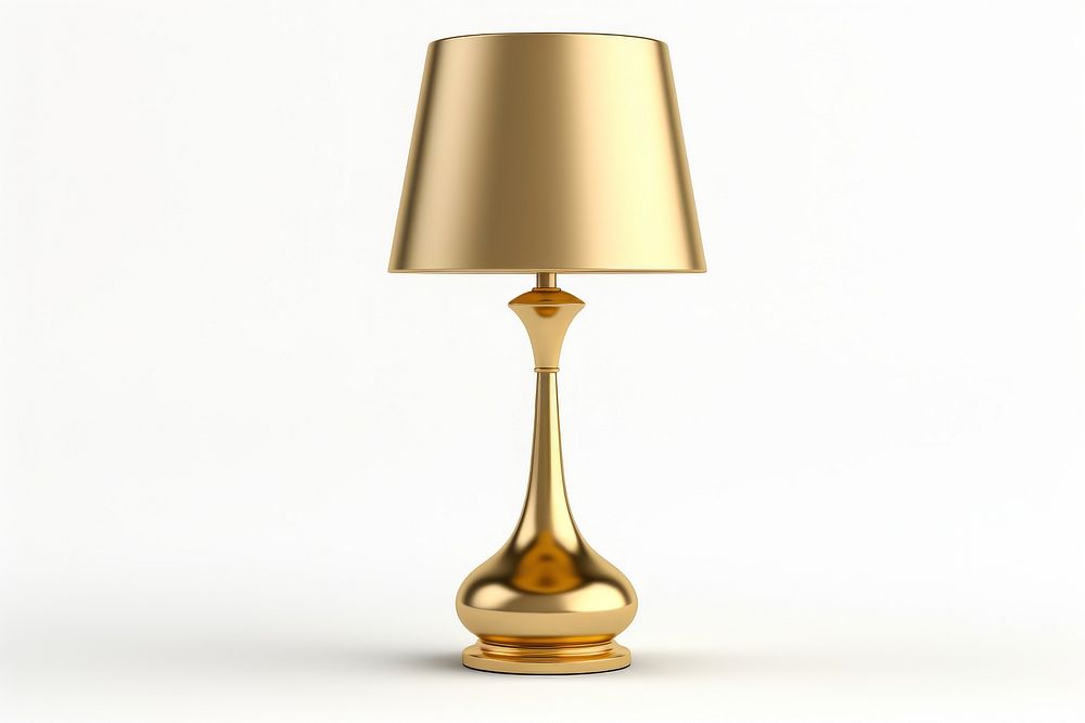 Lamp shiny gold white background.
