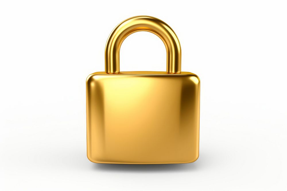 Lock icon gold white background protection.