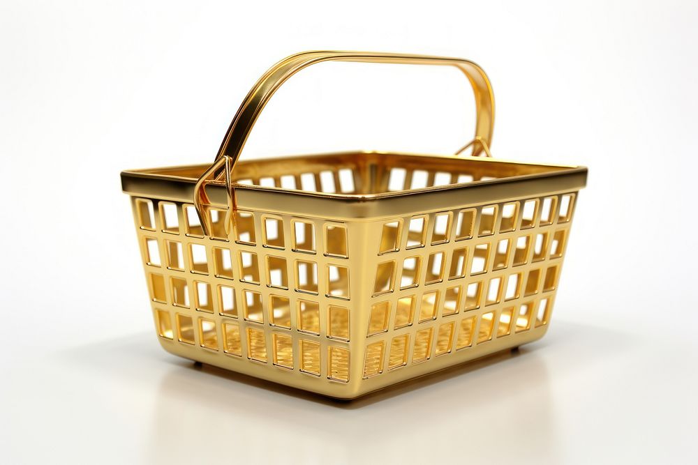 Shopping basket gold white background container.