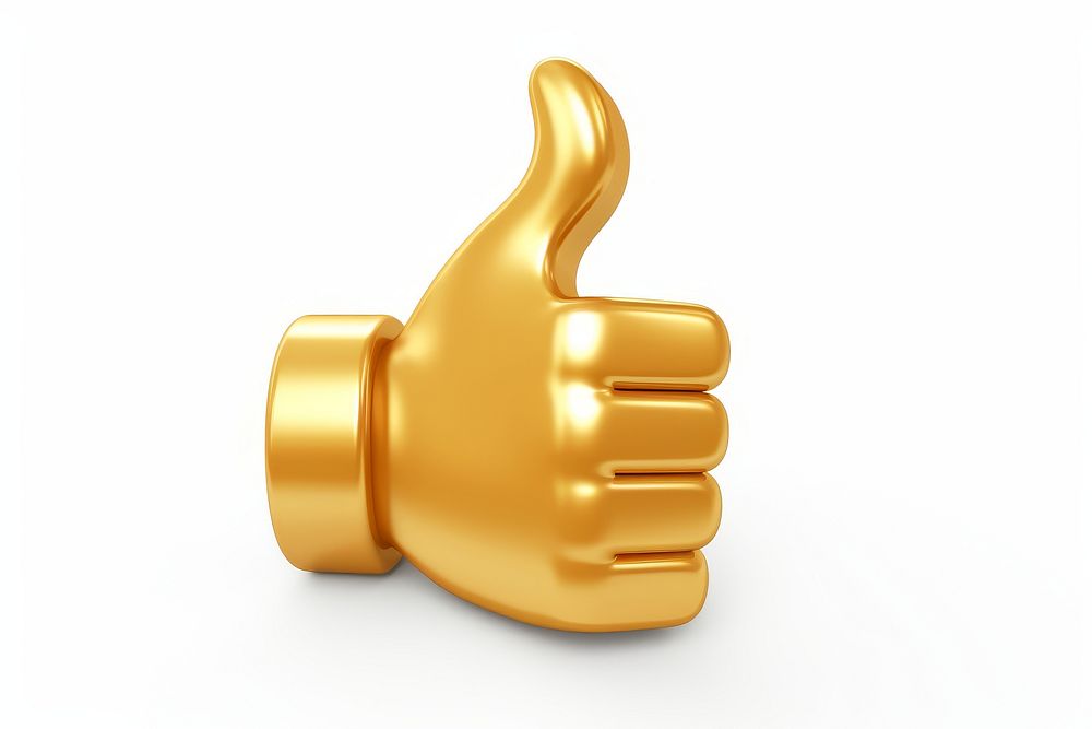 Thumb up icon gold finger shiny.