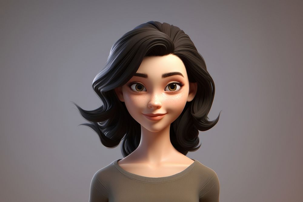 Brunette female cartoon adult human. AI generated Image by rawpixel.