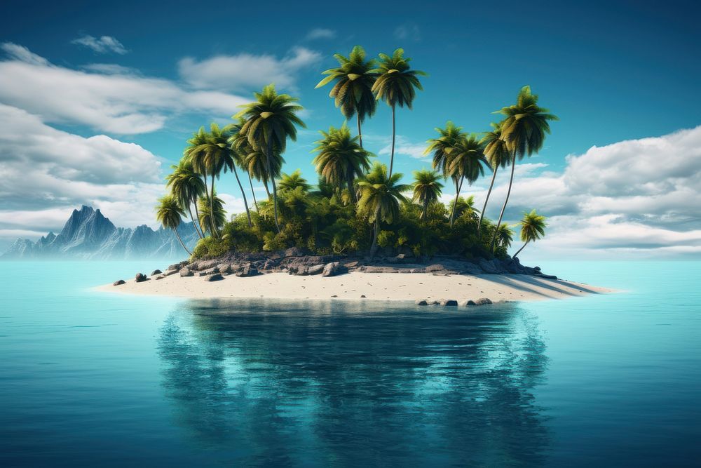  Island landscape outdoors nature. AI generated Image by rawpixel.