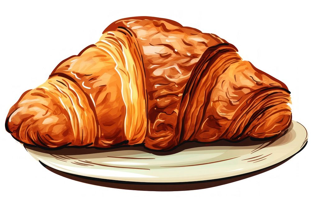 A croissant food white background viennoiserie. AI generated Image by rawpixel.