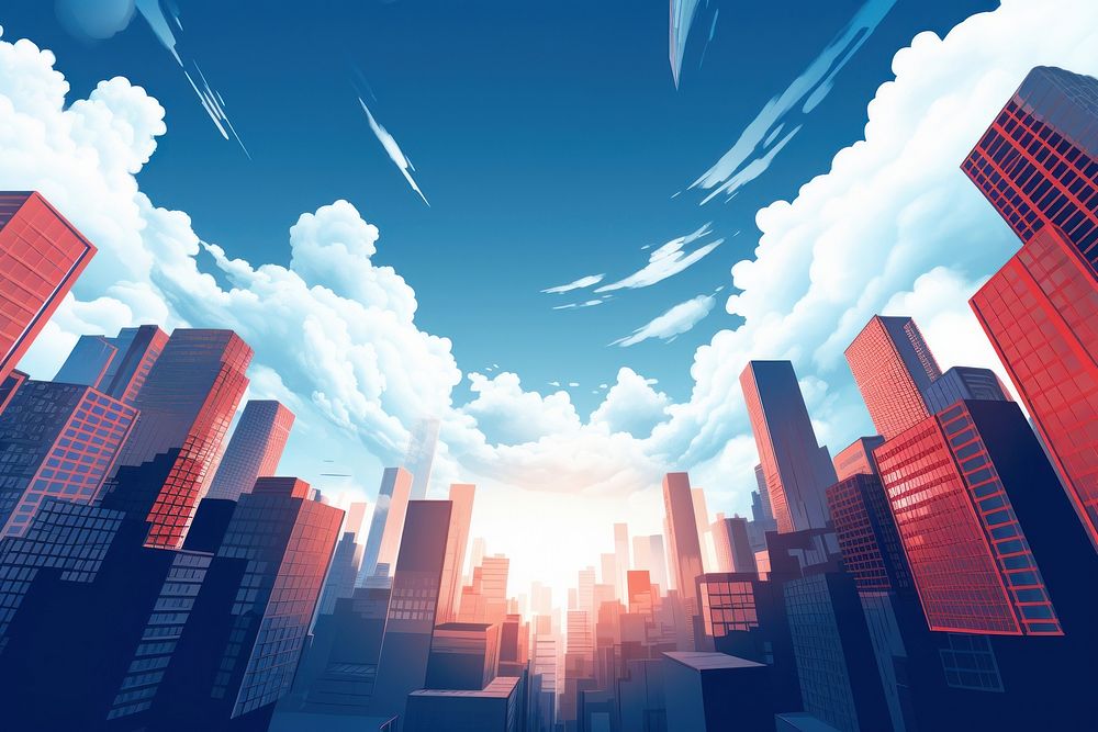 City skyline building architecture backgrounds. AI generated Image by rawpixel.